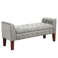 Banc de rangement façon causeuse en velours gris tourterelle Arum Copper Grove