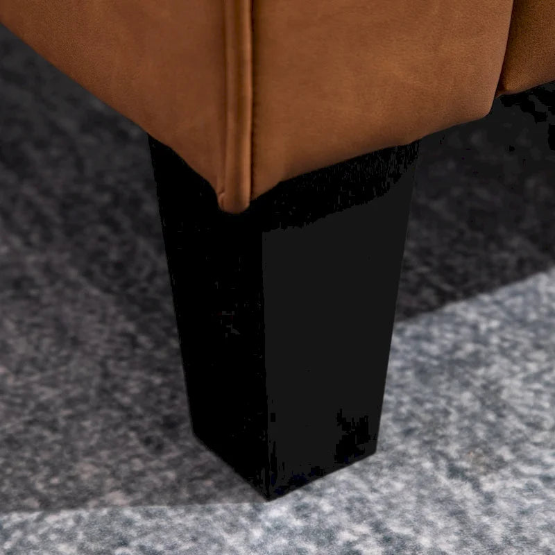 HOMCOM Canapé double de 130 cm de large avec accoudoirs, 2 places, en similicuir capitonné, rembourrage en éponge et ressorts ensachés, marron
