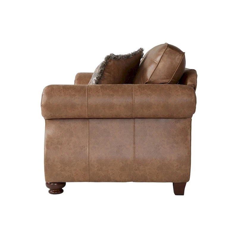Canapé en tissu Roundhill Furniture Leinster avec clous décoratifs bronze antique, coloris Jetson Ginger