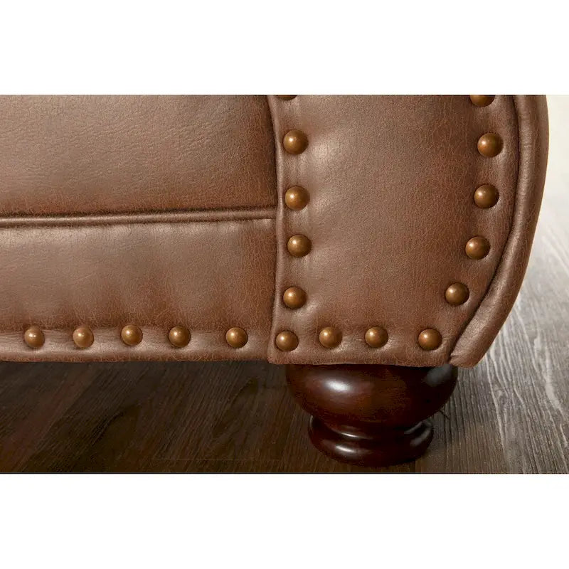 Canapé en tissu Roundhill Furniture Leinster avec clous décoratifs bronze antique, coloris Jetson Ginger