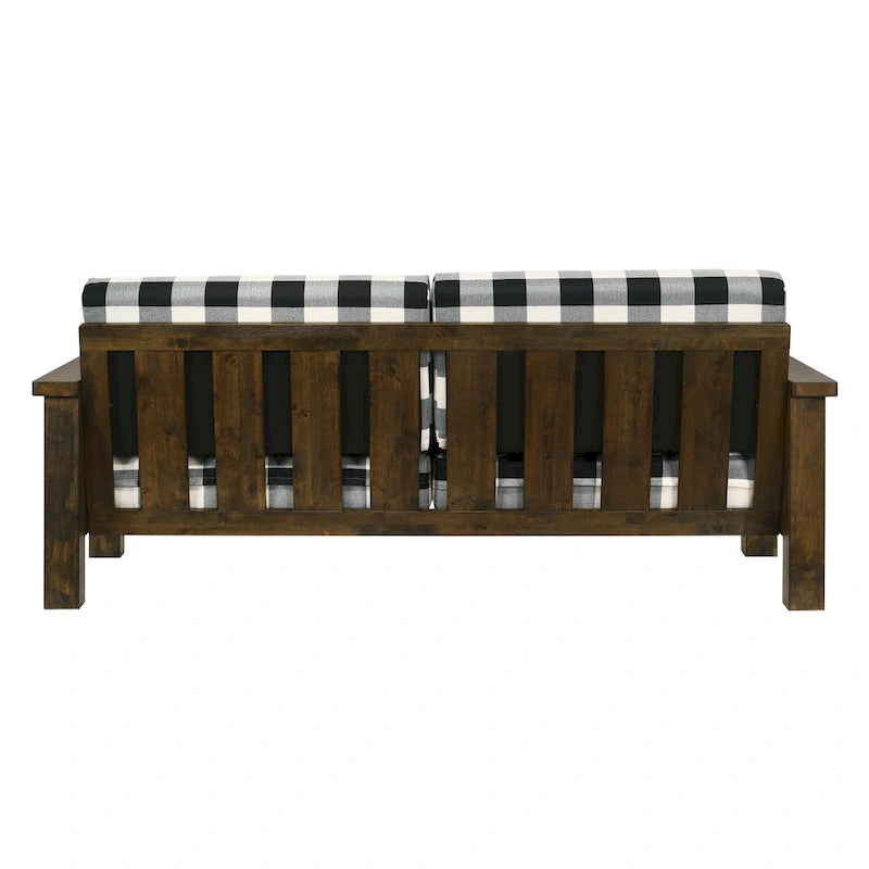 Canapé Jimo Farmhouse Rustique en Chêne avec Accoudoirs en Bois et Tissu Rembourré par Furniture of America