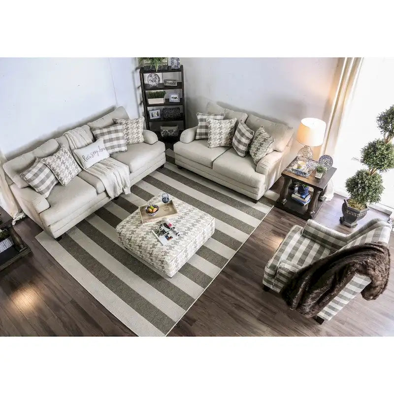 Canapé rembourré en tissu de lin gris de transition Zito par Furniture of America