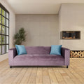 Canapé 3 places moderne du milieu du siècle Coast to Coast Sofas, velours, structure en bois massif, rembourré