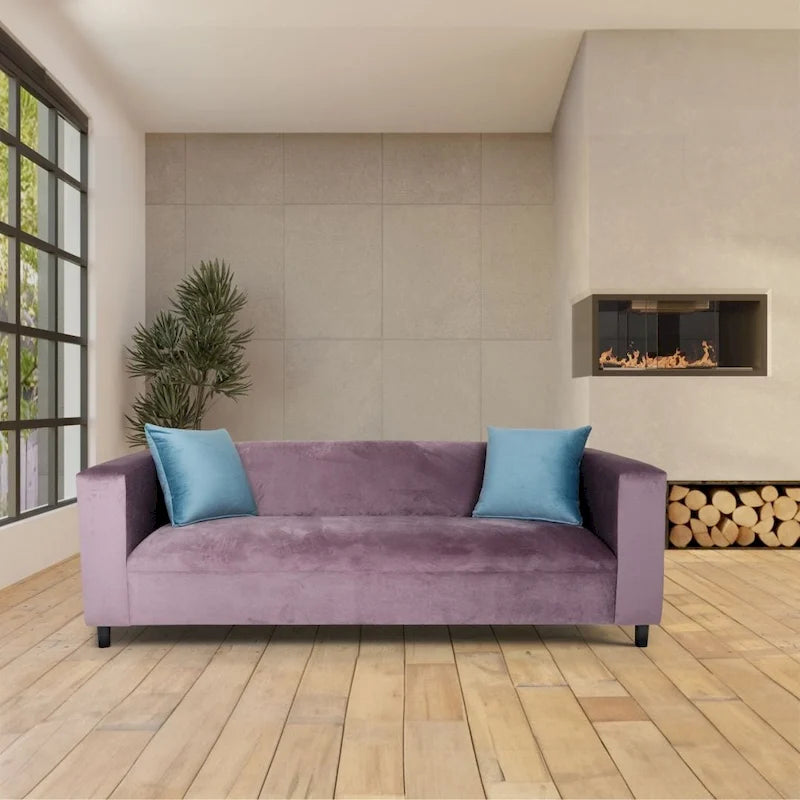 Canapé 3 places moderne du milieu du siècle Coast to Coast Sofas, velours, structure en bois massif, rembourré