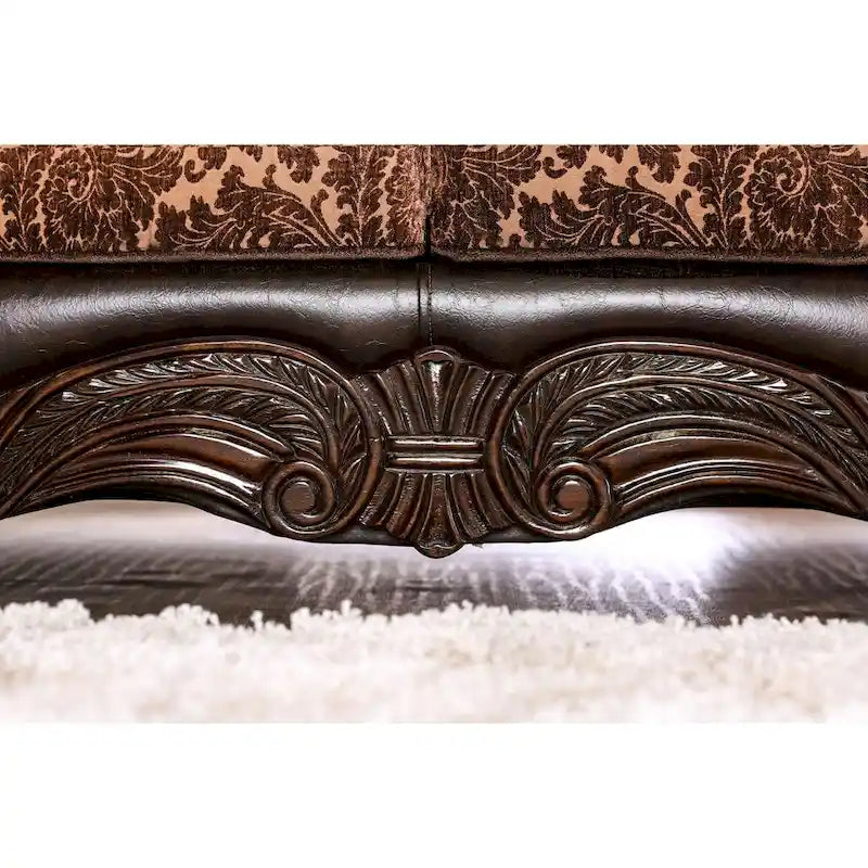 Canapé traditionnel Quez en similicuir marron avec accoudoirs roulés par Furniture of America