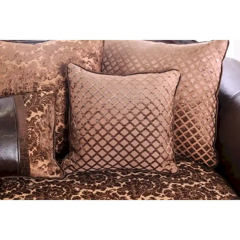 Canapé traditionnel Quez en similicuir marron avec accoudoirs roulés par Furniture of America