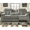 Canapé inclinable contemporain Mitchiner Gray avec table escamotable