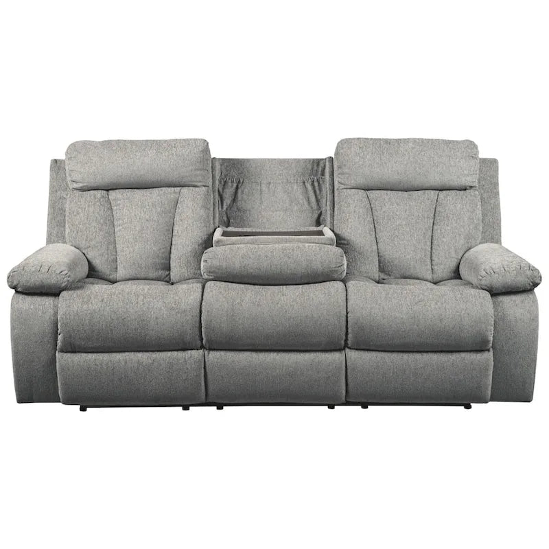 Canapé inclinable contemporain Mitchiner Gray avec table escamotable