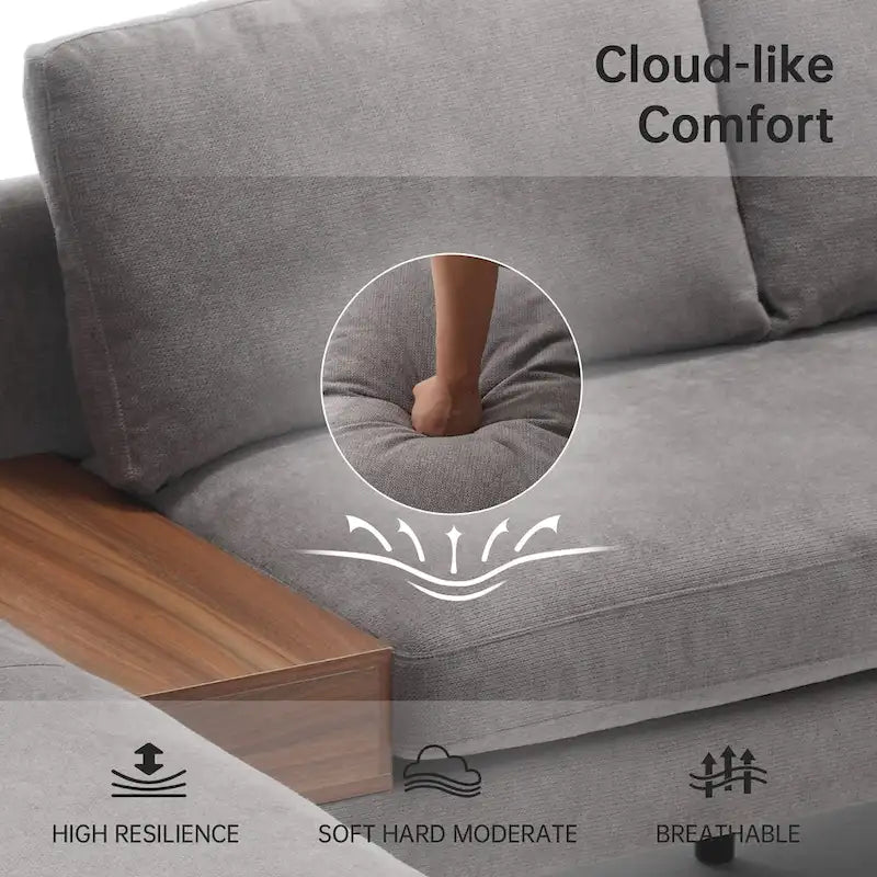 Canapé d'angle modulaire avec design réversible et boîte décorative en bois intégrée
