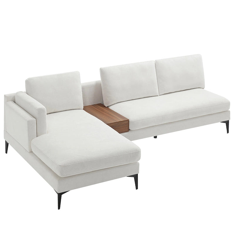 Canapé d'angle modulaire avec design réversible et boîte décorative en bois intégrée