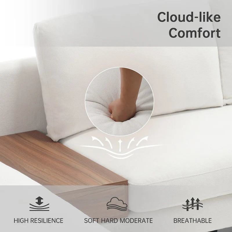 Canapé d'angle modulaire avec design réversible et boîte décorative en bois intégrée