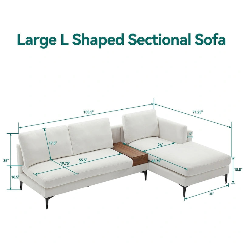 Canapé d'angle modulaire avec design réversible et boîte décorative en bois intégrée