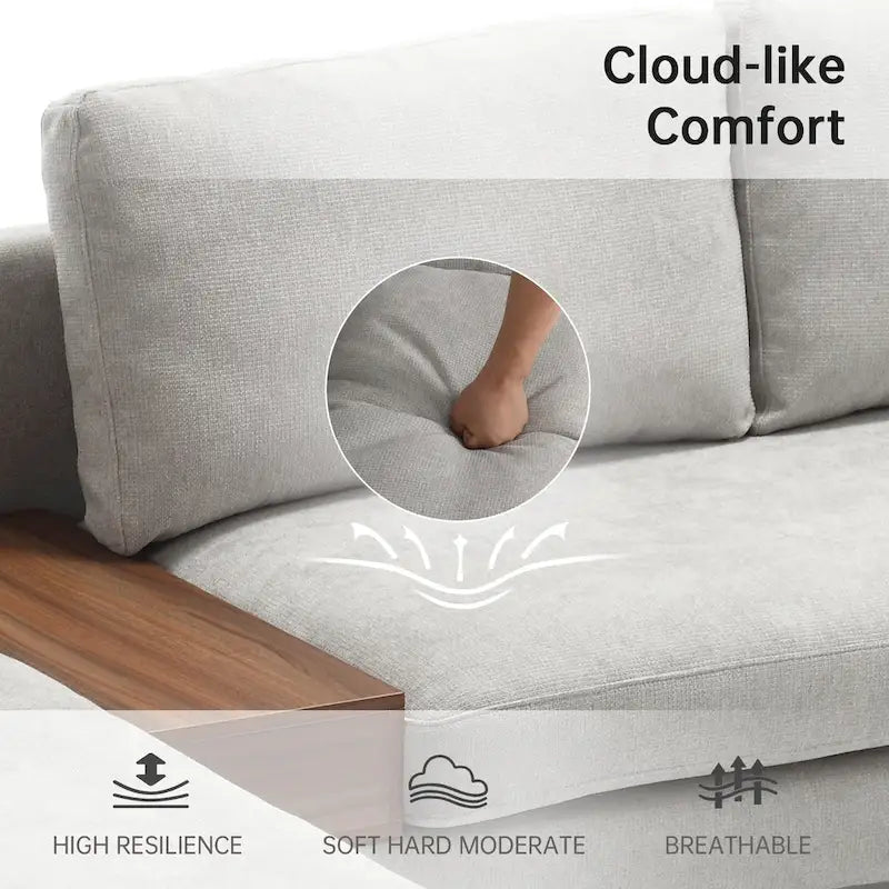 Canapé d'angle modulaire avec design réversible et boîte décorative en bois intégrée