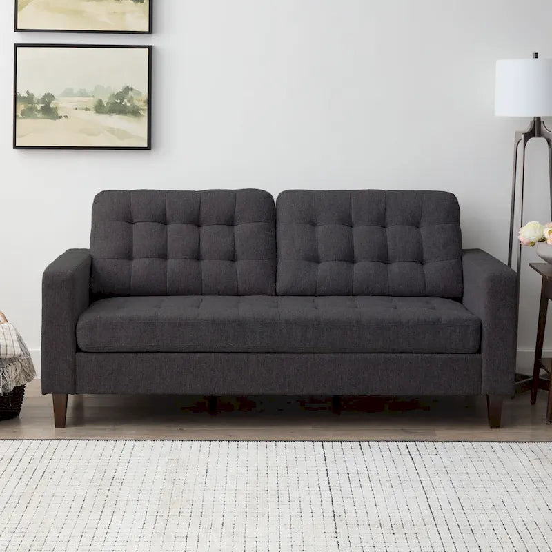 Canapé Brookside Brynn 76 po. avec accoudoirs carrés en similicuir/velours/tissu