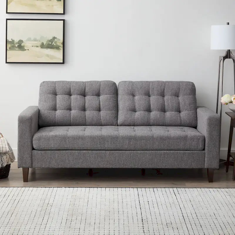 Canapé Brookside Brynn 76 po. avec accoudoirs carrés en similicuir/velours/tissu