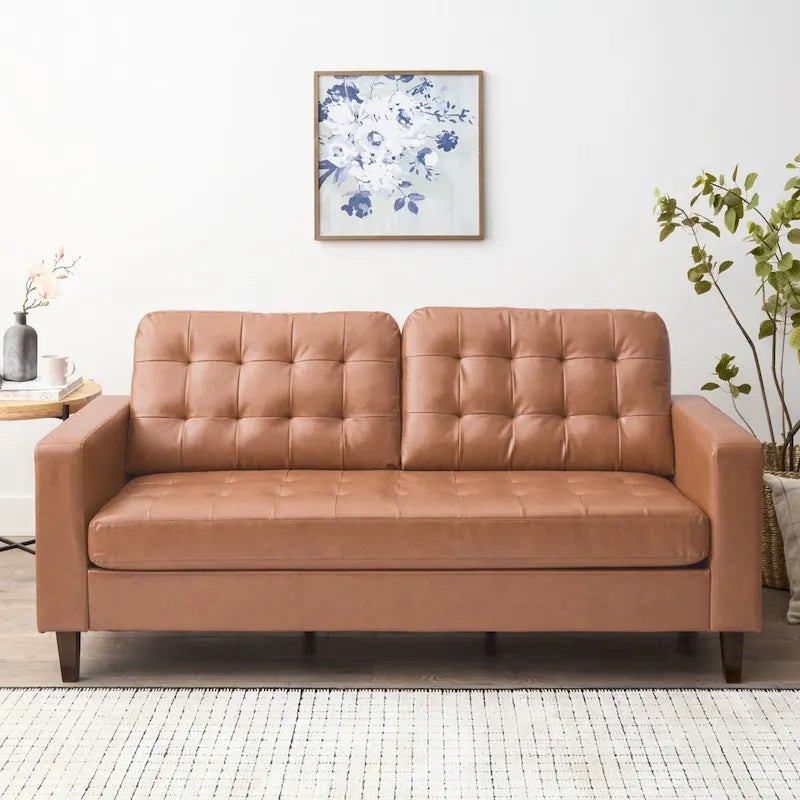 Canapé Brookside Brynn 76 po. avec accoudoirs carrés en similicuir/velours/tissu
