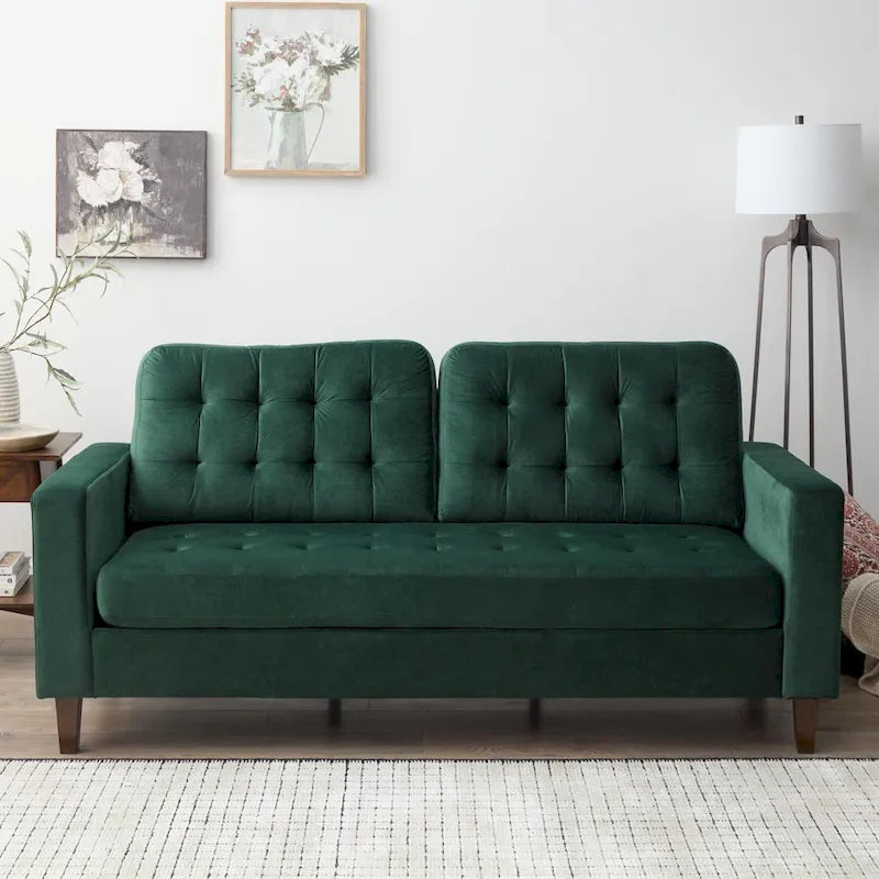 Canapé Brookside Brynn 76 po. avec accoudoirs carrés en similicuir/velours/tissu