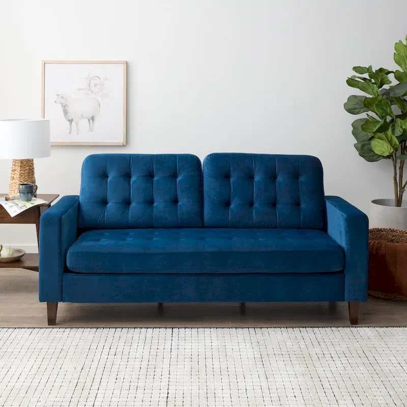 Canapé Brookside Brynn 76 po. avec accoudoirs carrés en similicuir/velours/tissu