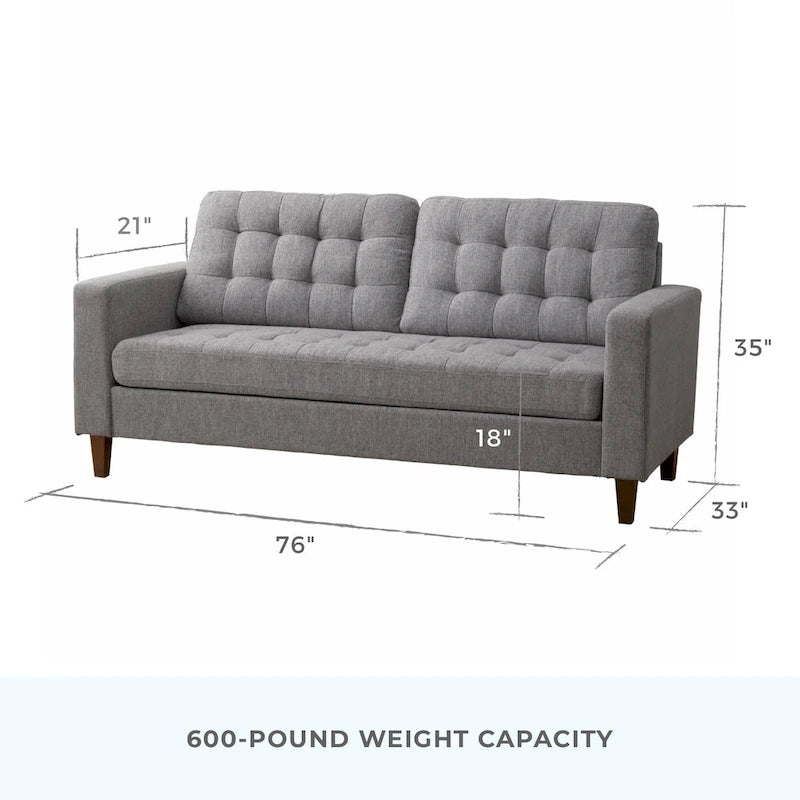 Canapé Brookside Brynn 76 po. avec accoudoirs carrés en similicuir/velours/tissu