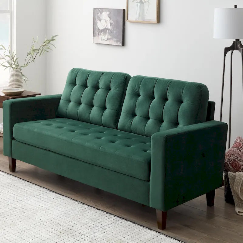 Canapé Brookside Brynn 76 po. avec accoudoirs carrés en similicuir/velours/tissu