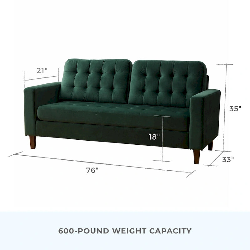 Canapé Brookside Brynn 76 po. avec accoudoirs carrés en similicuir/velours/tissu