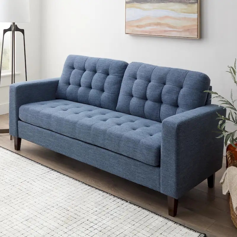 Canapé Brookside Brynn 76 po. avec accoudoirs carrés en similicuir/velours/tissu