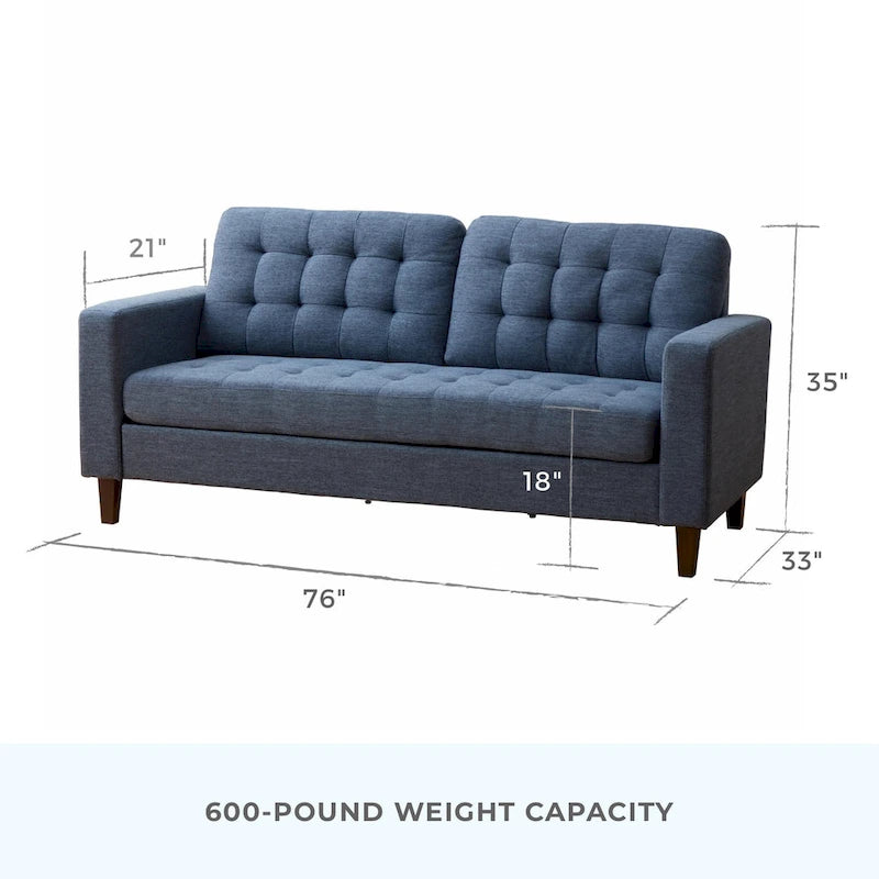 Canapé Brookside Brynn 76 po. avec accoudoirs carrés en similicuir/velours/tissu