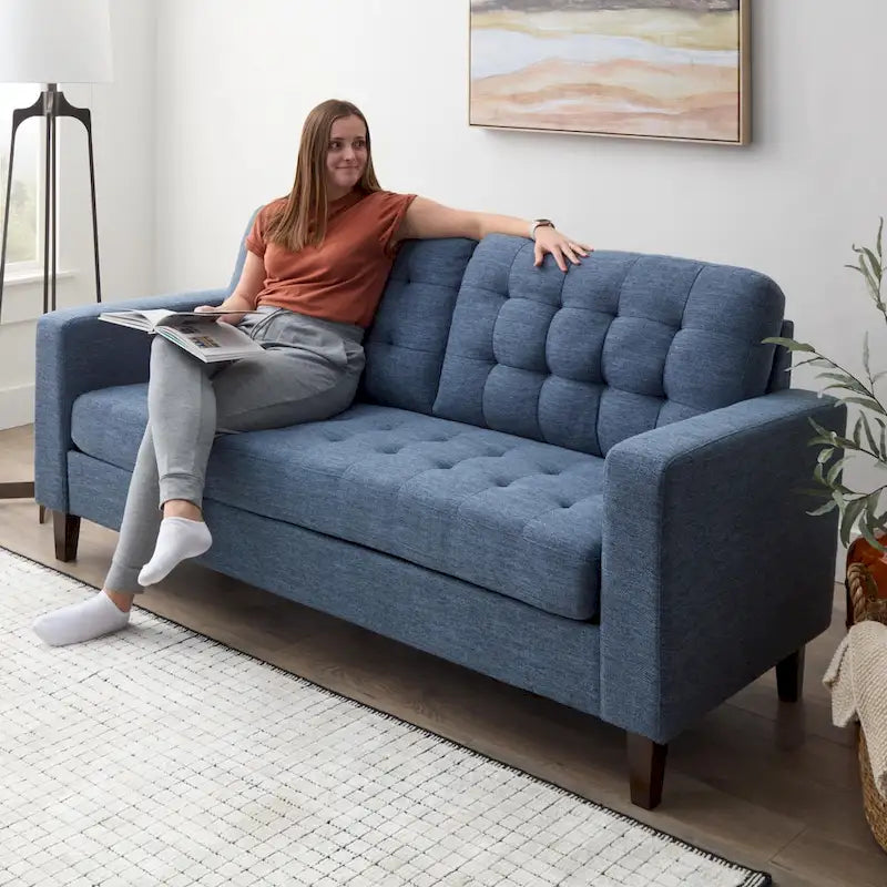 Canapé Brookside Brynn 76 po. avec accoudoirs carrés en similicuir/velours/tissu