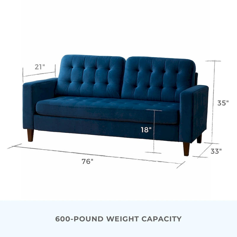 Canapé Brookside Brynn 76 po. avec accoudoirs carrés en similicuir/velours/tissu