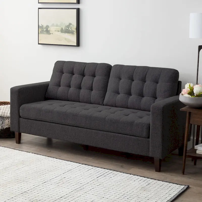 Canapé Brookside Brynn 76 po. avec accoudoirs carrés en similicuir/velours/tissu