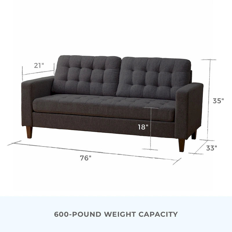 Canapé Brookside Brynn 76 po. avec accoudoirs carrés en similicuir/velours/tissu
