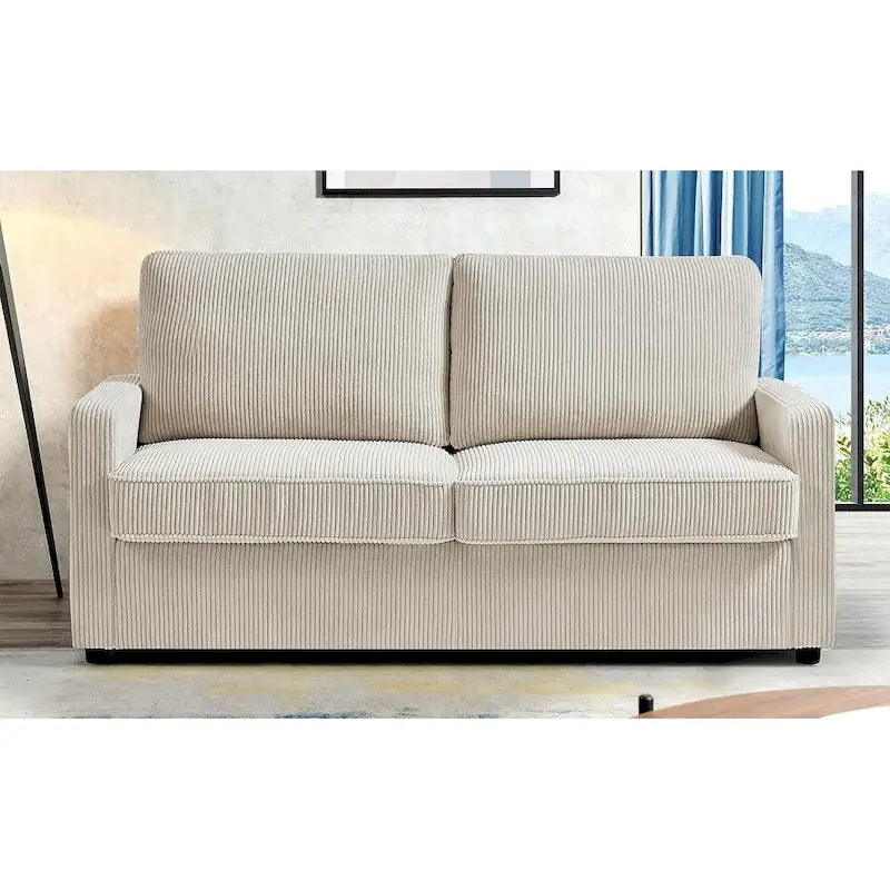 Canapé-lit Manchester Corduroy avec accoudoirs carrés de 70 pouces et matelas
