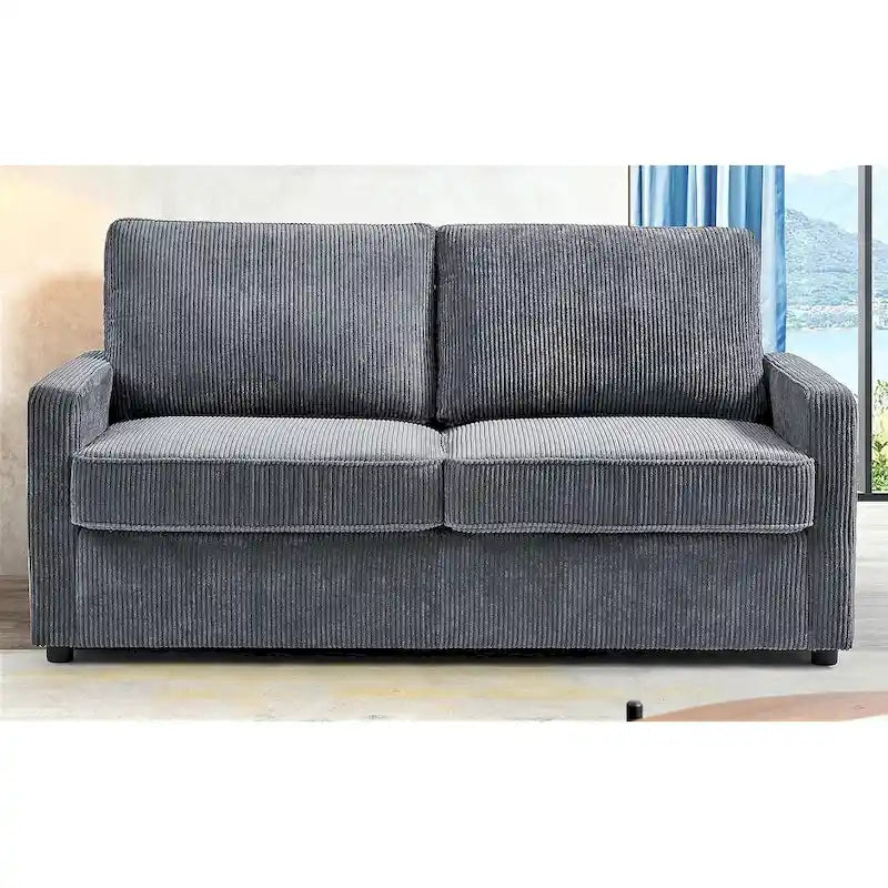 Canapé-lit Manchester Corduroy avec accoudoirs carrés de 70 pouces et matelas