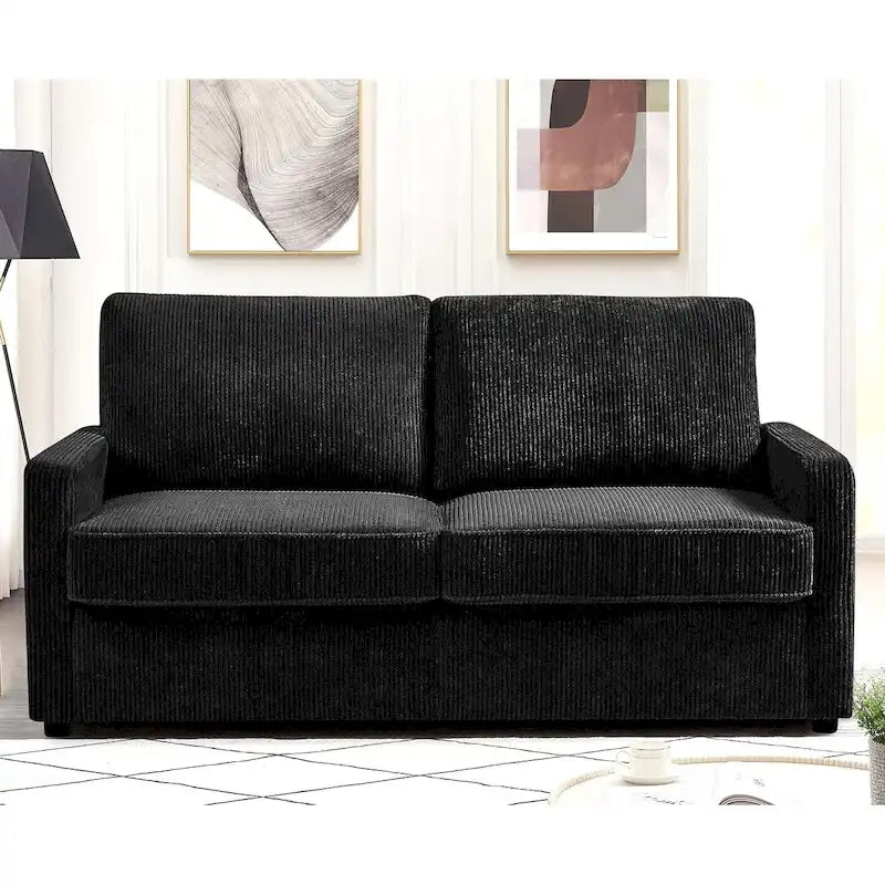 Canapé-lit Manchester Corduroy avec accoudoirs carrés de 70 pouces et matelas