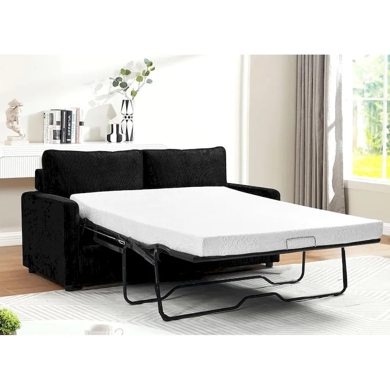 Canapé-lit Manchester Corduroy avec accoudoirs carrés de 70 pouces et matelas