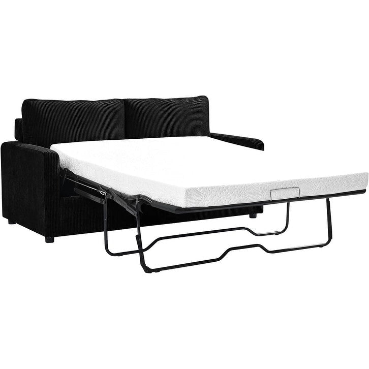 Canapé-lit Manchester Corduroy avec accoudoirs carrés de 70 pouces et matelas