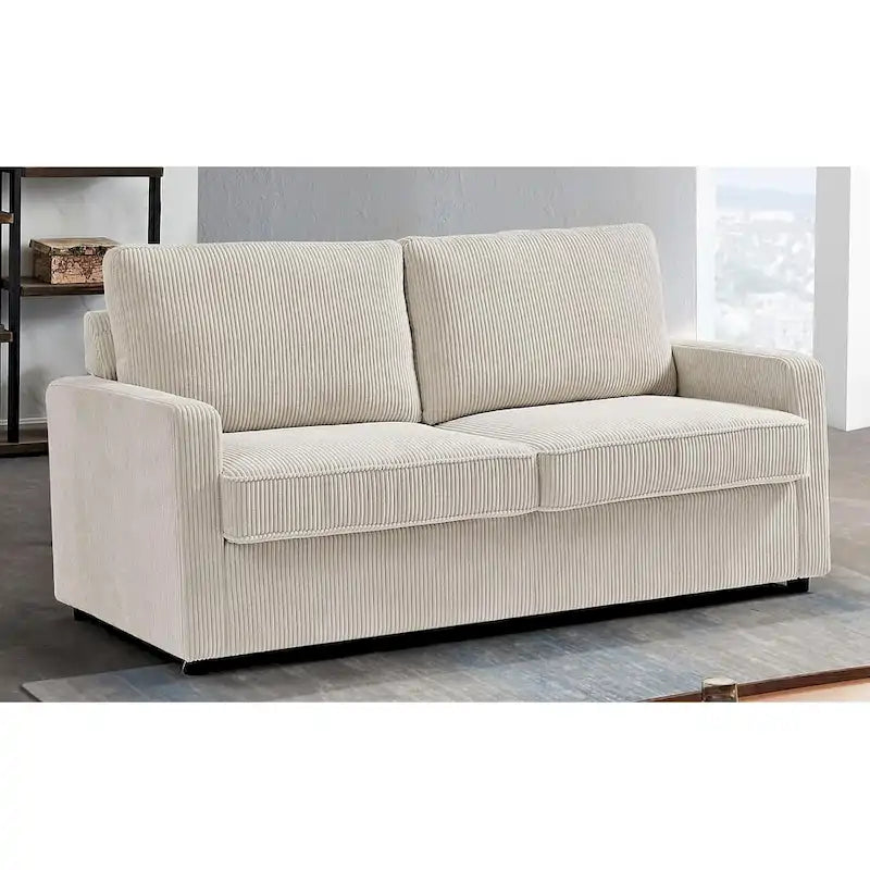 Canapé-lit Manchester Corduroy avec accoudoirs carrés de 70 pouces et matelas