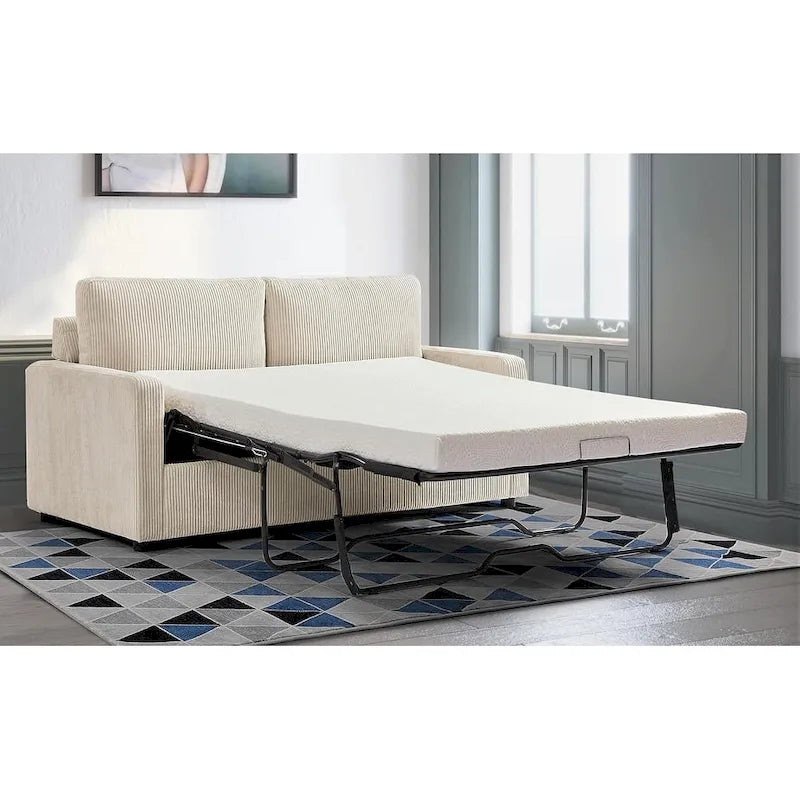 Canapé-lit Manchester Corduroy avec accoudoirs carrés de 70 pouces et matelas
