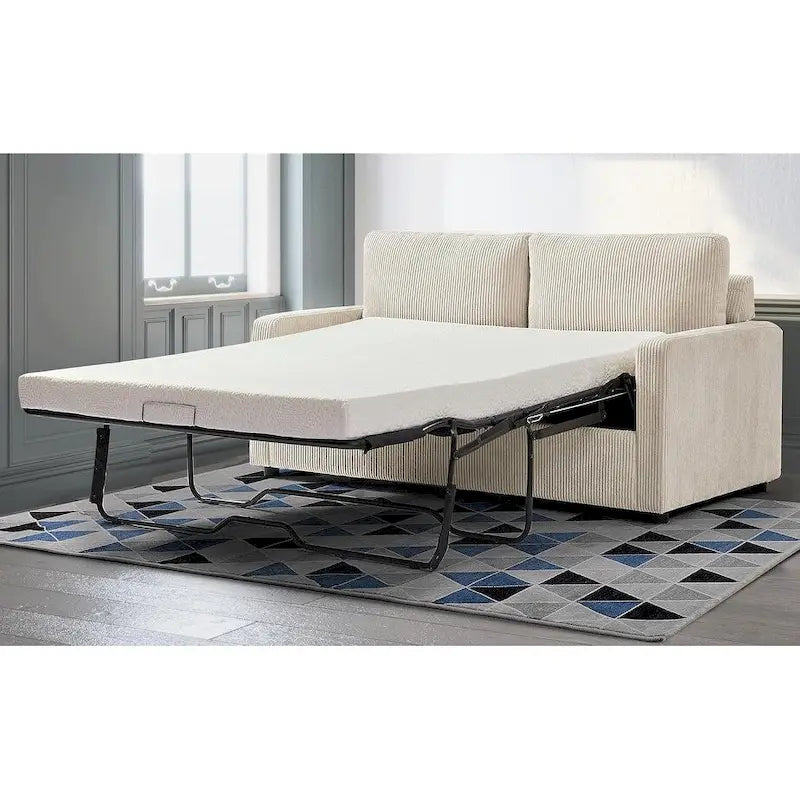 Canapé-lit Manchester Corduroy avec accoudoirs carrés de 70 pouces et matelas