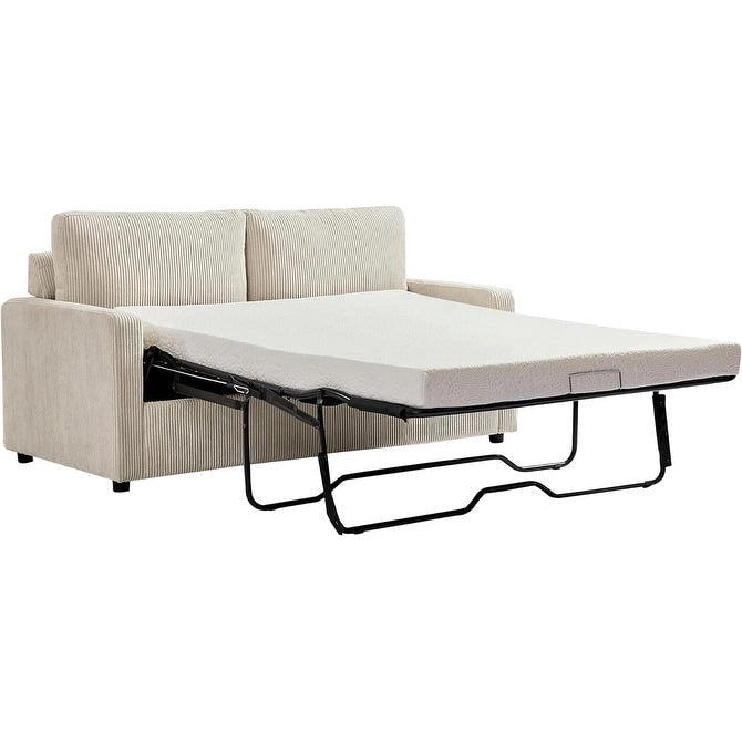 Canapé-lit Manchester Corduroy avec accoudoirs carrés de 70 pouces et matelas