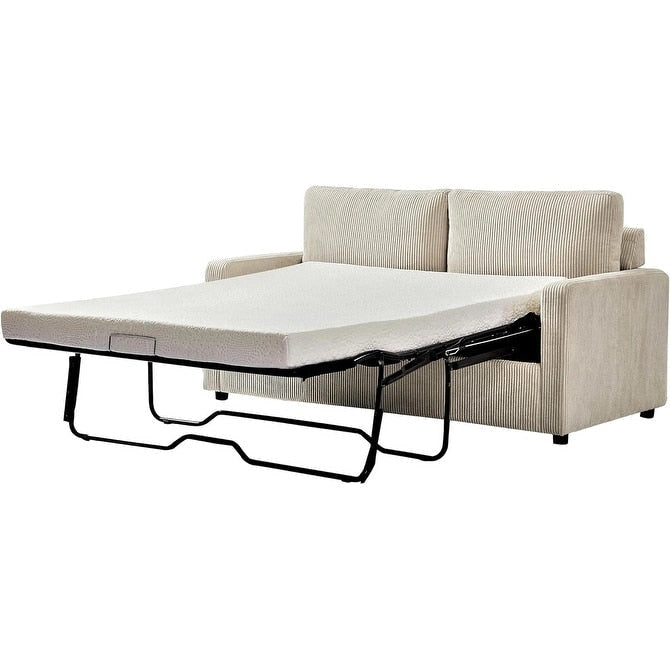 Canapé-lit Manchester Corduroy avec accoudoirs carrés de 70 pouces et matelas