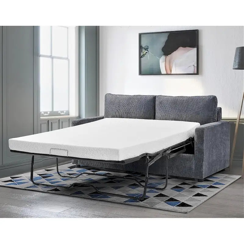 Canapé-lit Manchester Corduroy avec accoudoirs carrés de 70 pouces et matelas