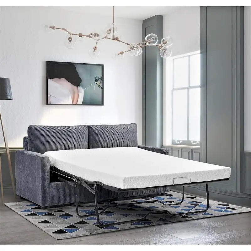 Canapé-lit Manchester Corduroy avec accoudoirs carrés de 70 pouces et matelas
