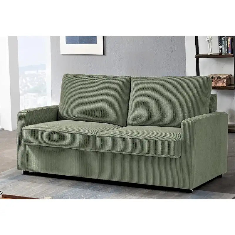 Canapé-lit Manchester Corduroy avec accoudoirs carrés de 70 pouces et matelas