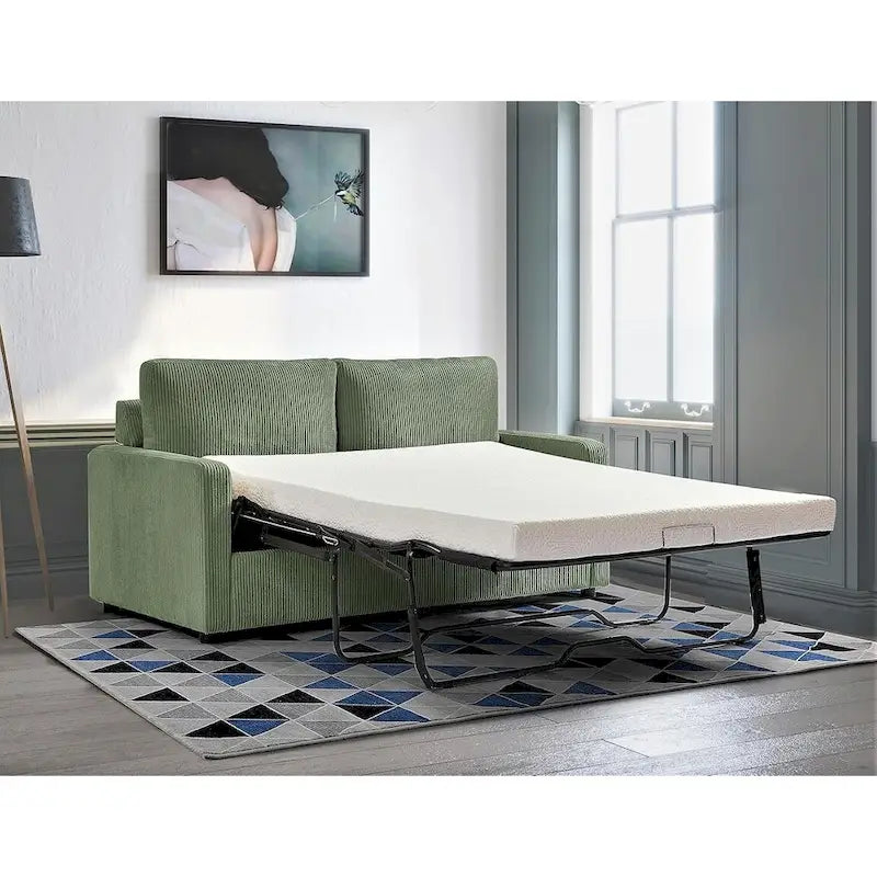 Canapé-lit Manchester Corduroy avec accoudoirs carrés de 70 pouces et matelas