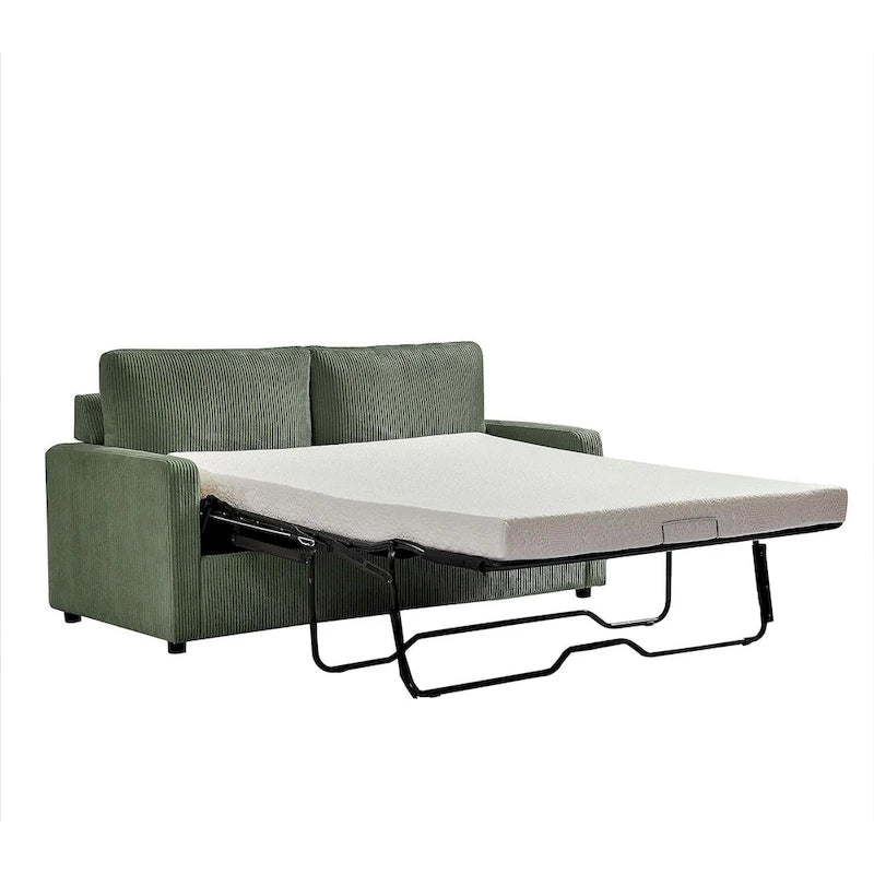 Canapé-lit Manchester Corduroy avec accoudoirs carrés de 70 pouces et matelas