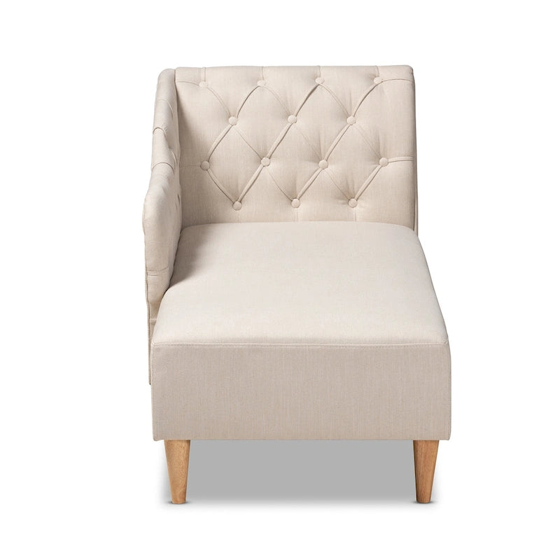 Baxton Studio Emeline - Méridienne en tissu rembourré et bois au fini chêne