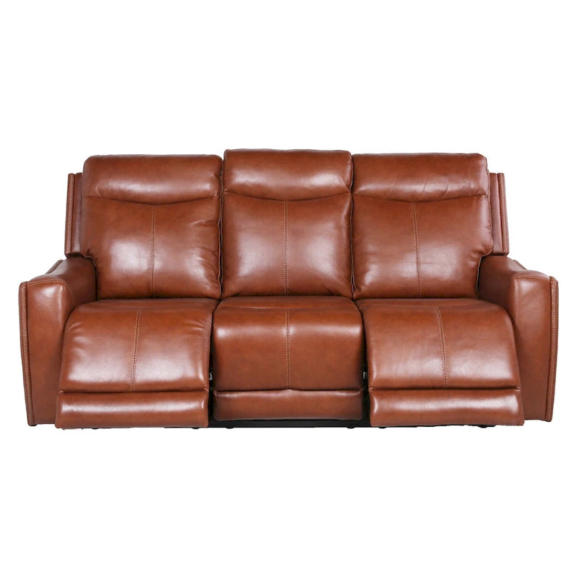 Canapé inclinable en cuir pleine fleur Steve Silver Newport Power