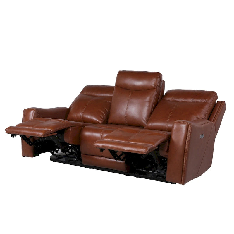 Canapé inclinable en cuir pleine fleur Steve Silver Newport Power
