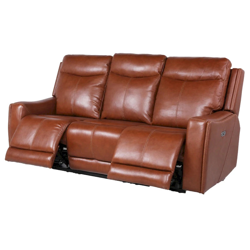 Canapé inclinable en cuir pleine fleur Steve Silver Newport Power